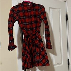 Kiel James Patrick Red Plaid Long Sleeve Dress